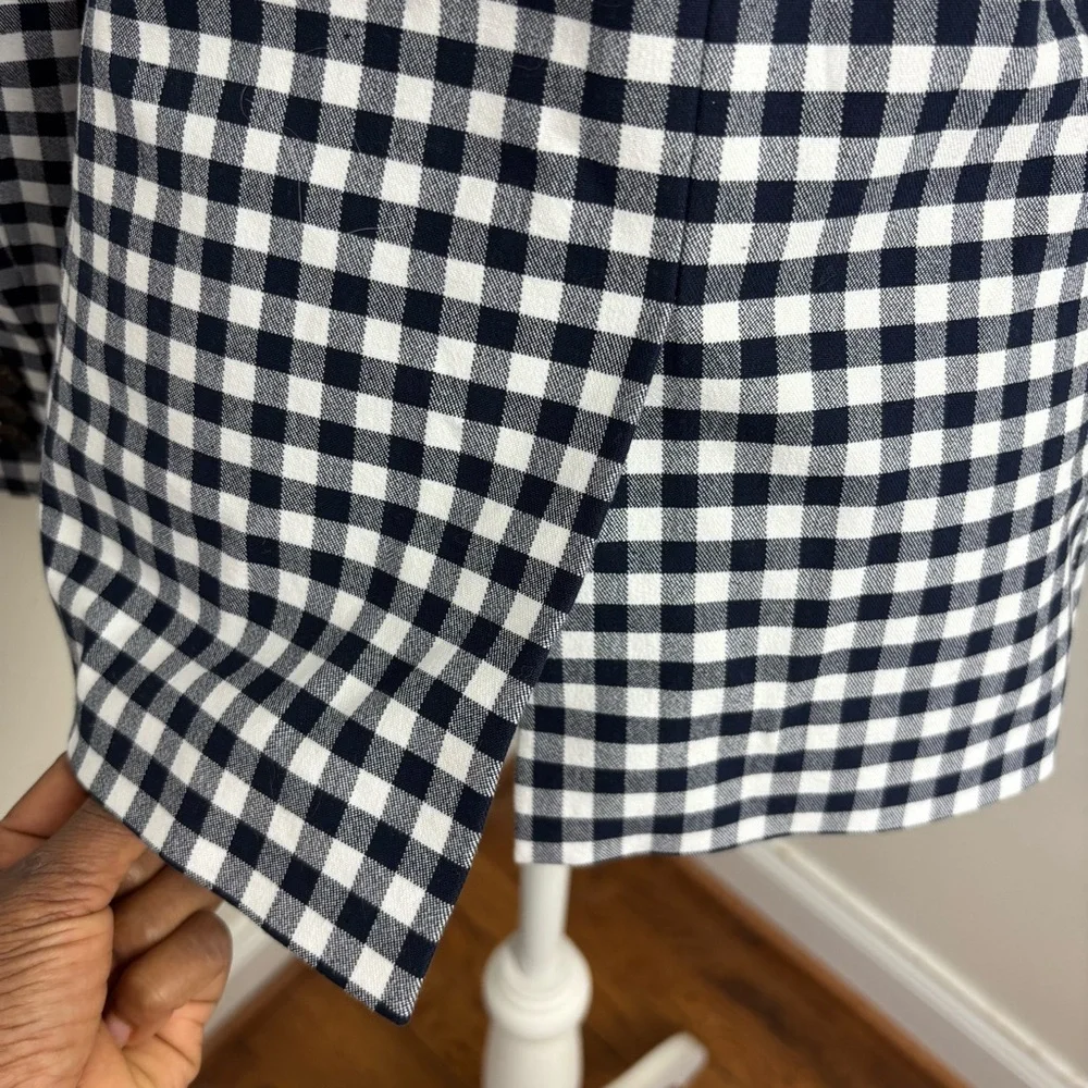 J. Crew Parke Blazer In Navy Blue and White Gingham Size 6 NWOT